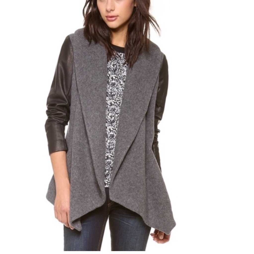 Theory Leather Sleeve Jacket